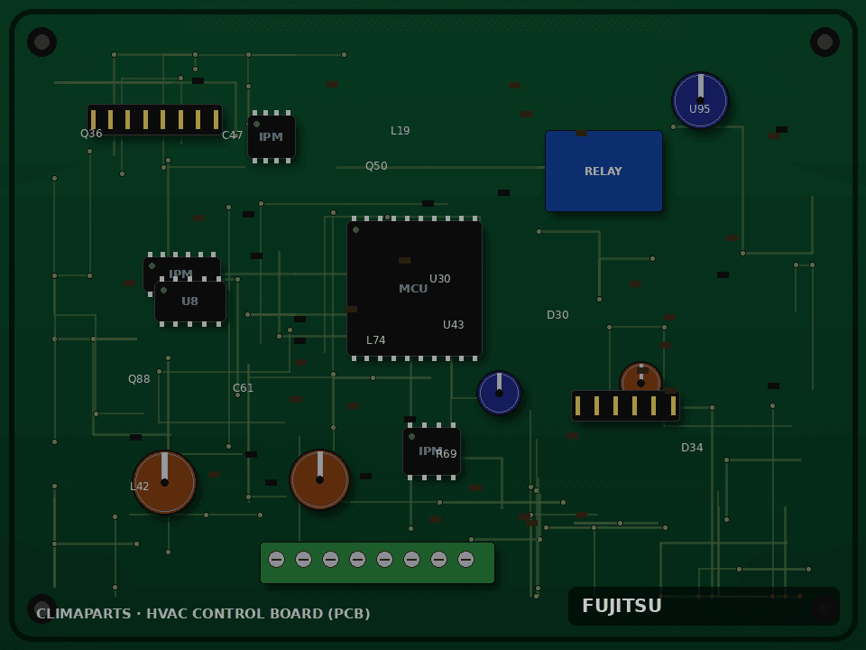 Carte controle Fujitsu ASYG14KPCA unite murale