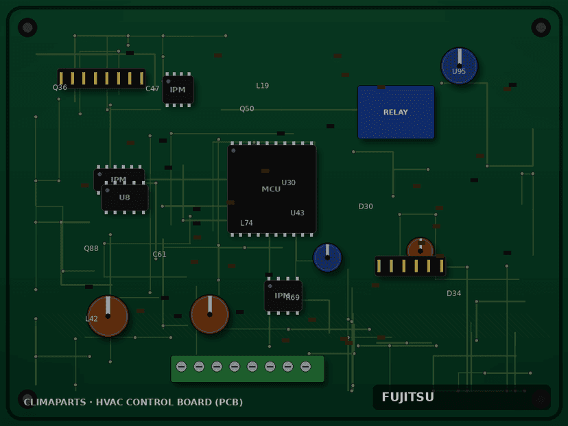 Carte controle Fujitsu ASYG14KPCA unite murale